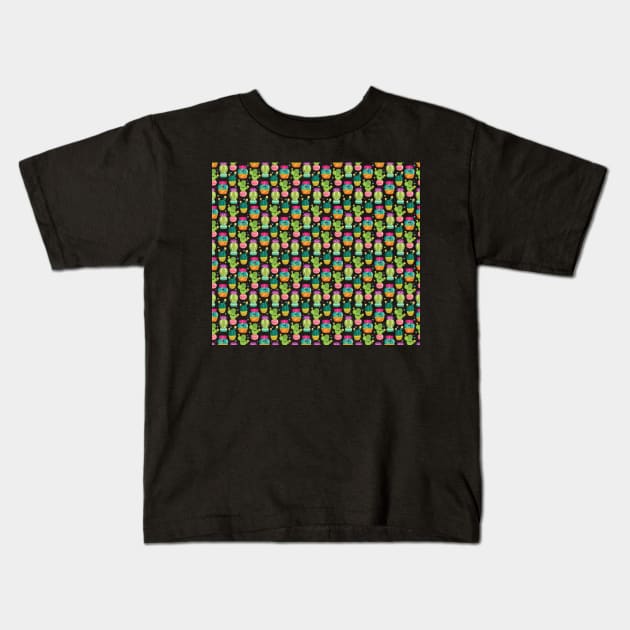 Cute Cactus Pattern Kids T-Shirt by edwardecho